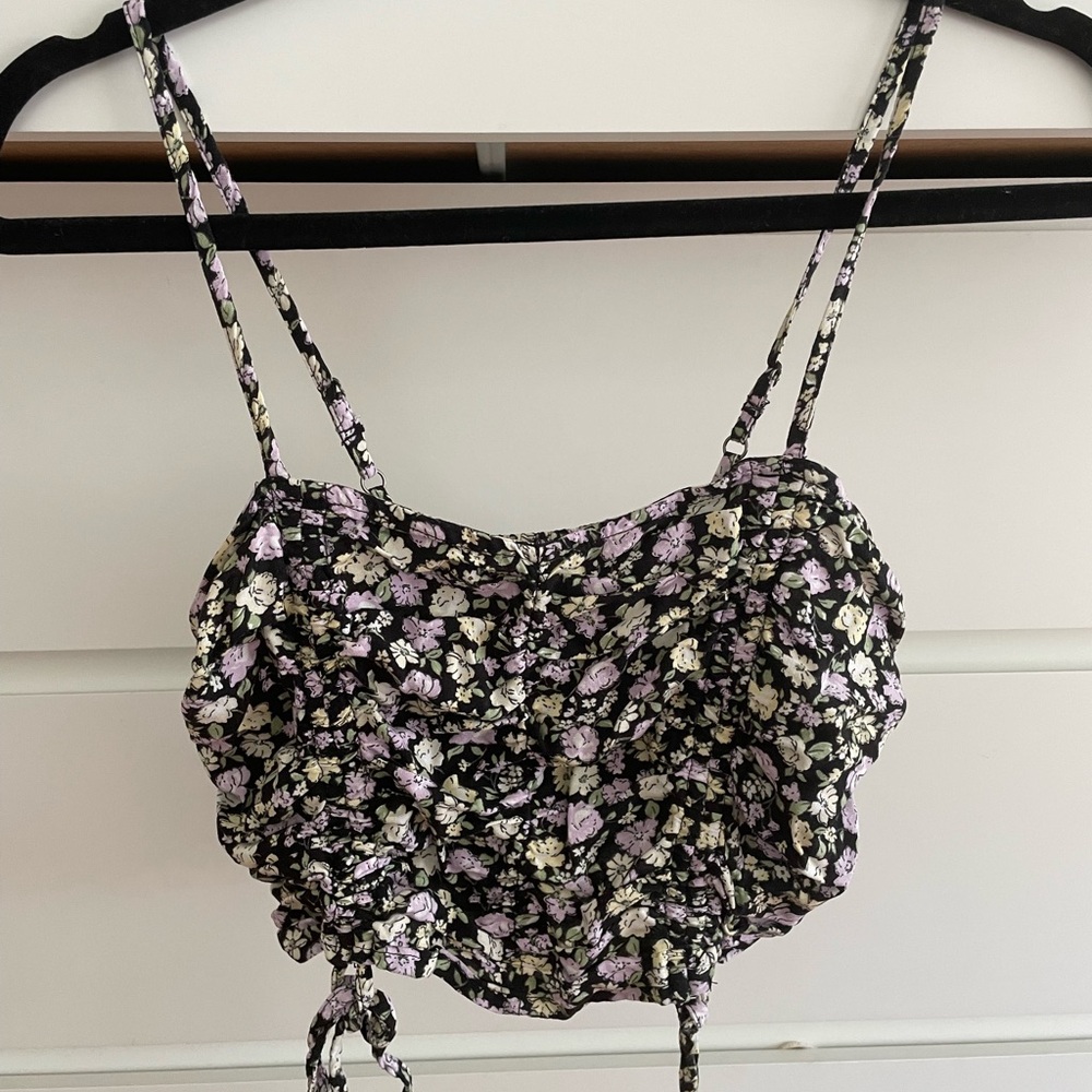 Hollister Black Floral Smocked Top
